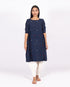 A line Gathered Kurta- Navy Blue