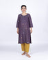 Pleated Jamdani U-cut Kurta - Violet